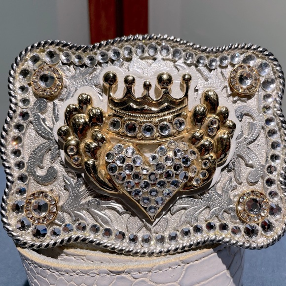 Michelle Monroe Swarovski Crystal Womens Western Bling Buckle Belt 34-38 - Picture 3 of 6